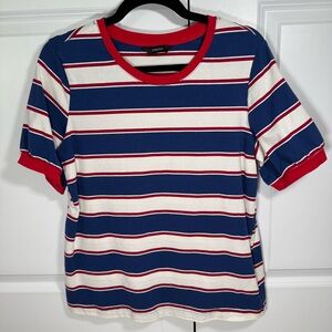 Striped Red and Blue Women's Crewneck Top